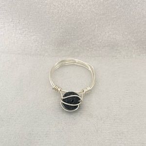 Black Lava Stone Wire Wrapped Ring